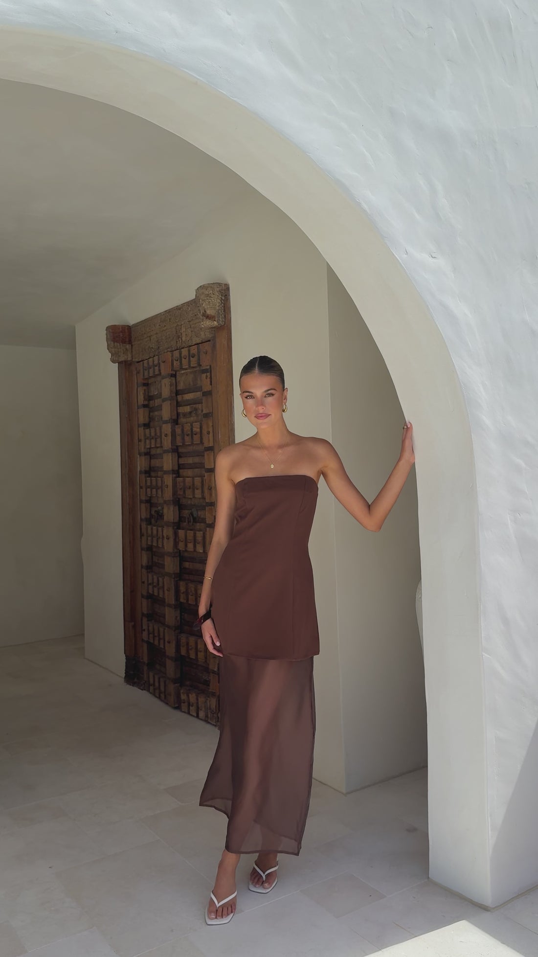 Kimora Strapless Mini Dress & Organza Skirt Set - Chocolate - Billy J