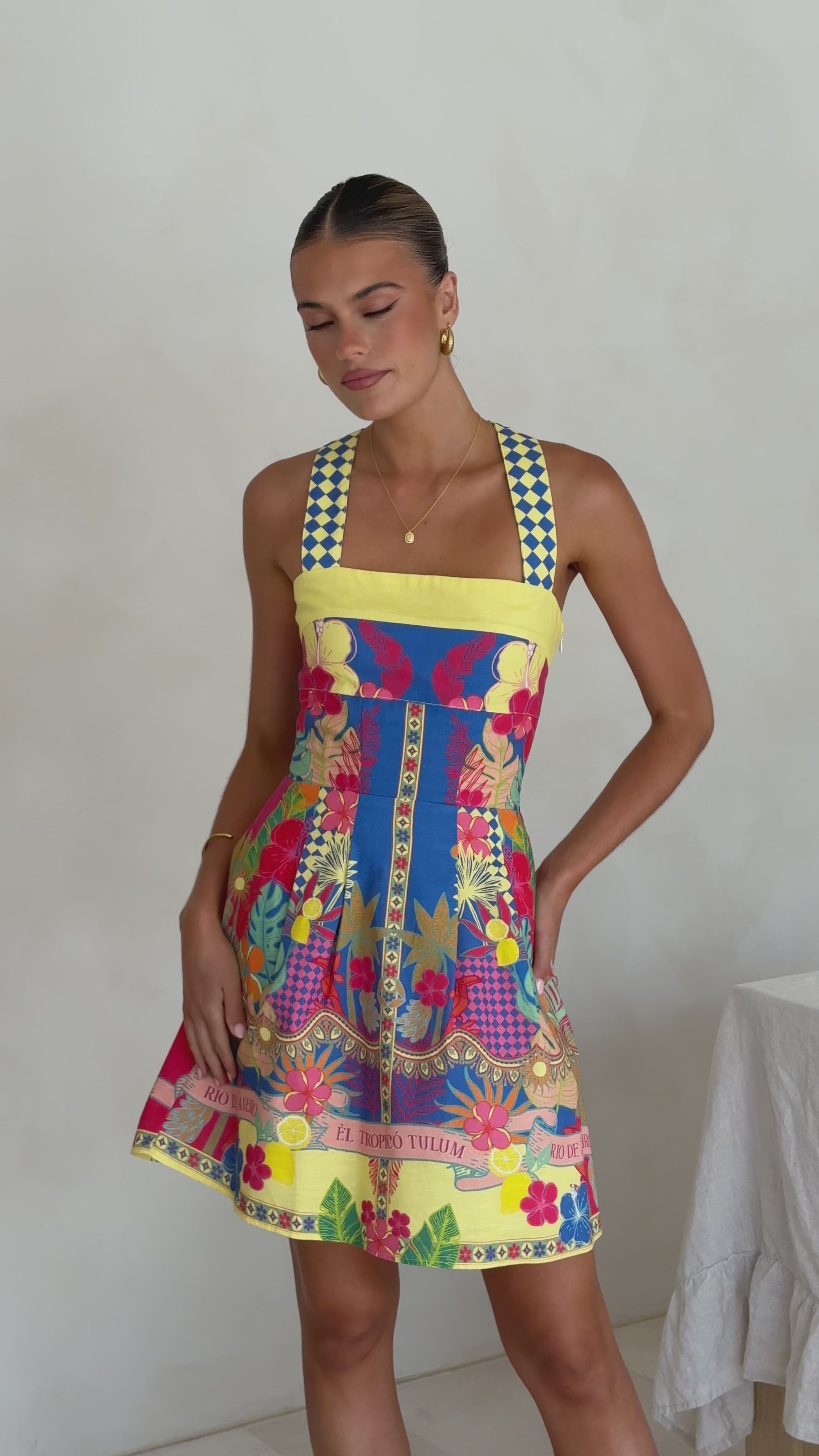 Load video: Melody Mini Dress - Rio Print - Billy J
