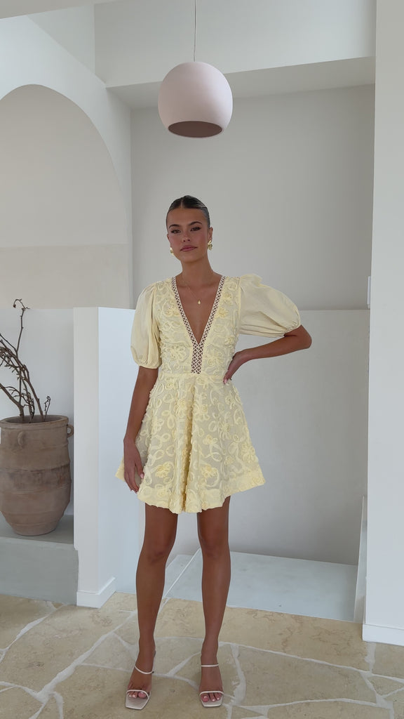 Calanthe Mini Dress - Lemon - Billy J