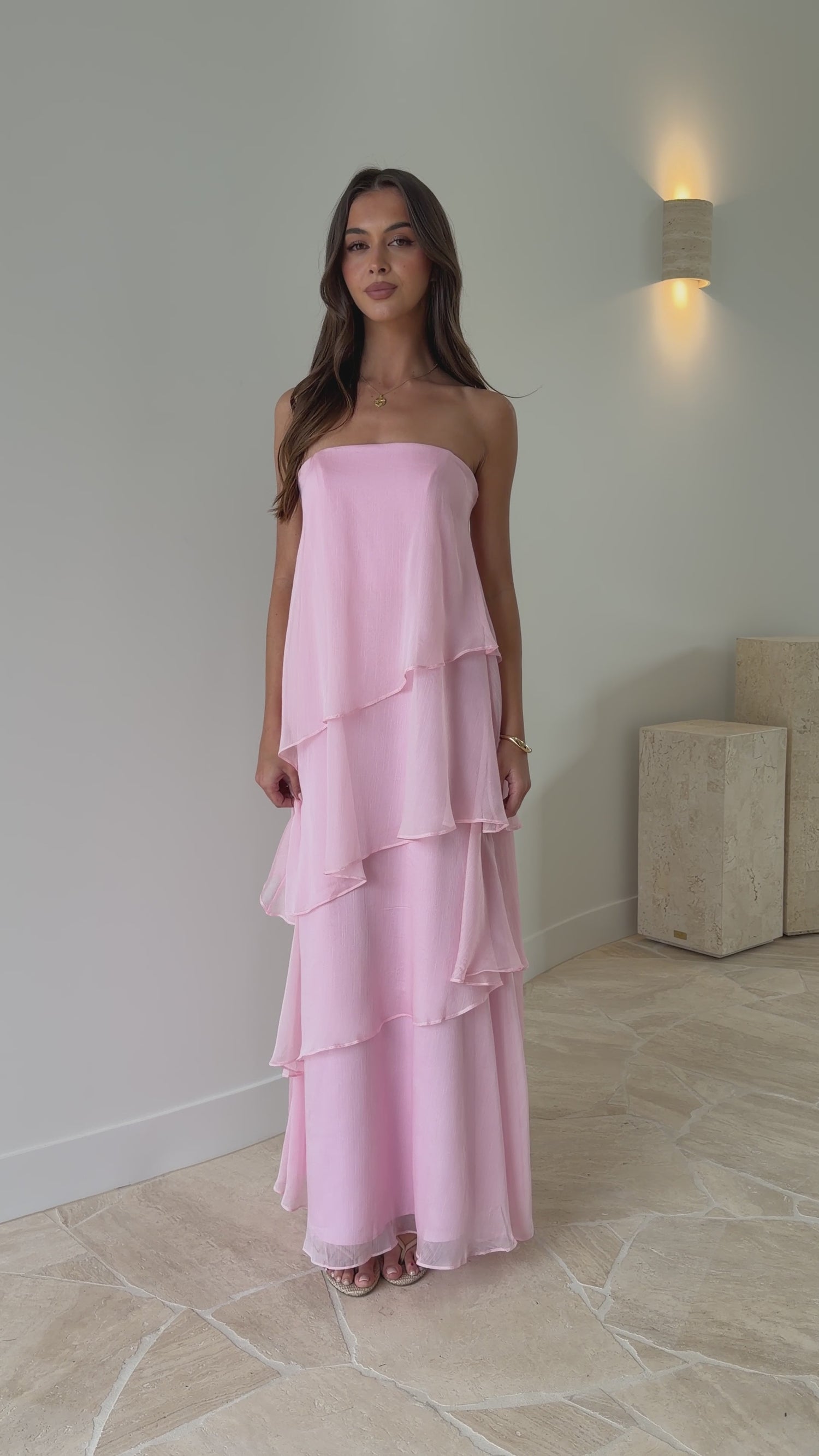 Daisie Strapless Maxi Dress - Pink - Billy J