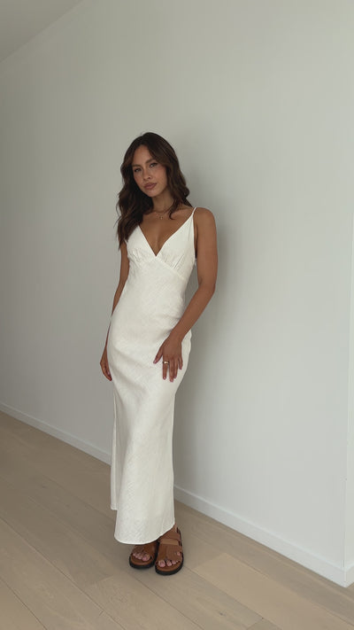 Load and play video in Gallery viewer, Halina Maxi Dress - White
