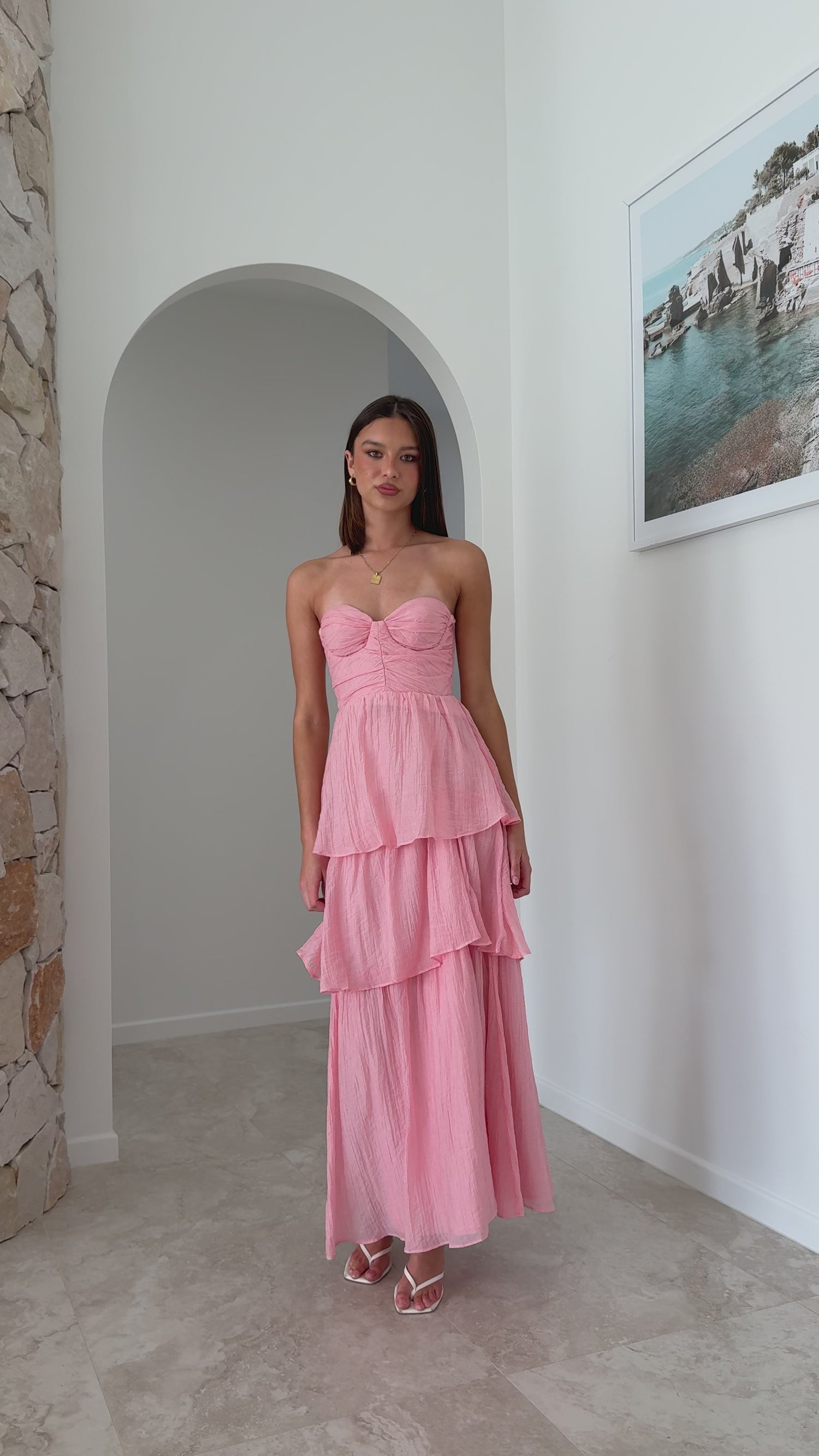 Florence Strapless Maxi Dress - Pink - Billy J