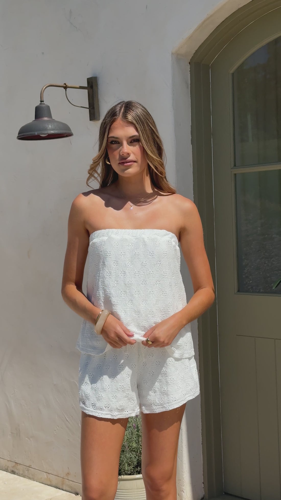 Maile Strapless Top and Shorts Set - White - Billy J