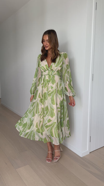 Load and play video in Gallery viewer, Luana Midi Dress - Green
