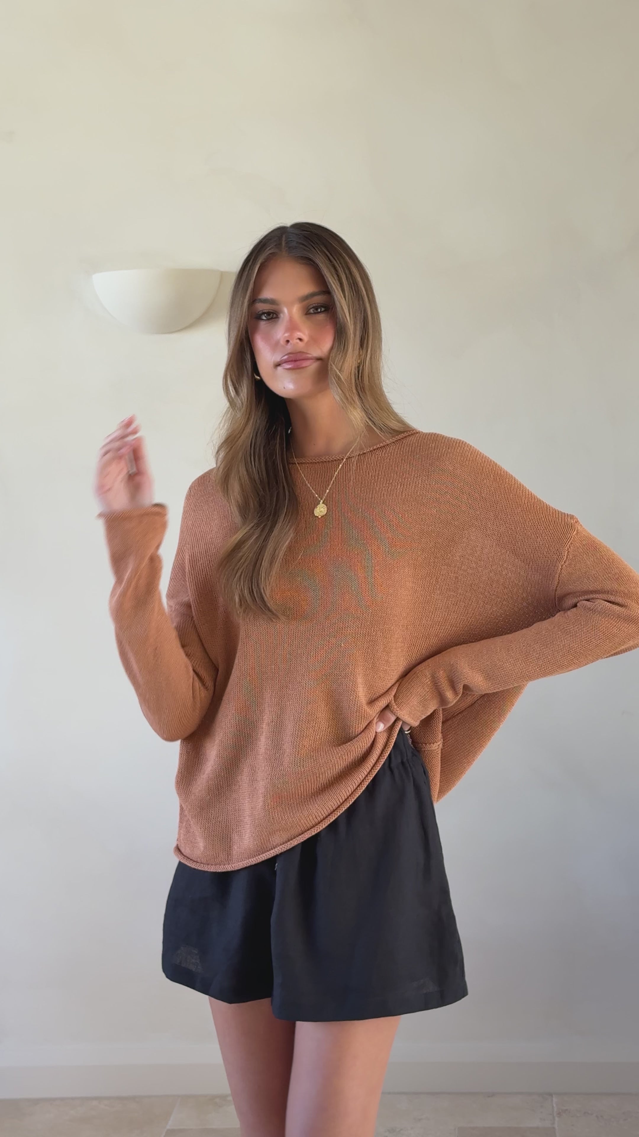 Load video: Lakoa Knit Top - Rust - Billy J