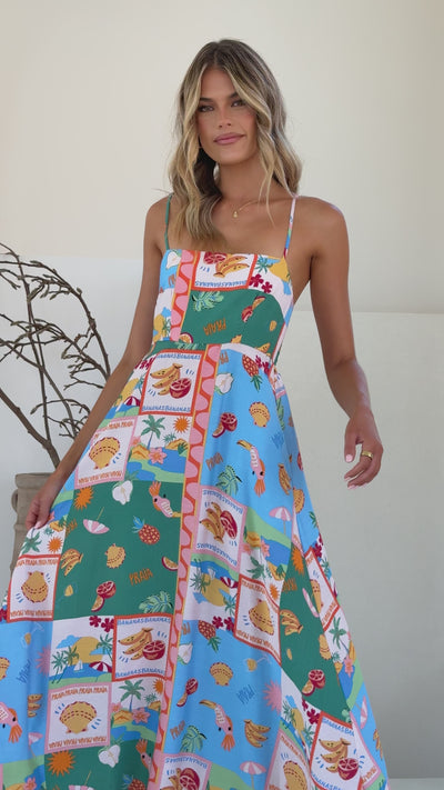 Load and play video in Gallery viewer, Jaylene Maxi Dress - Praia Print
