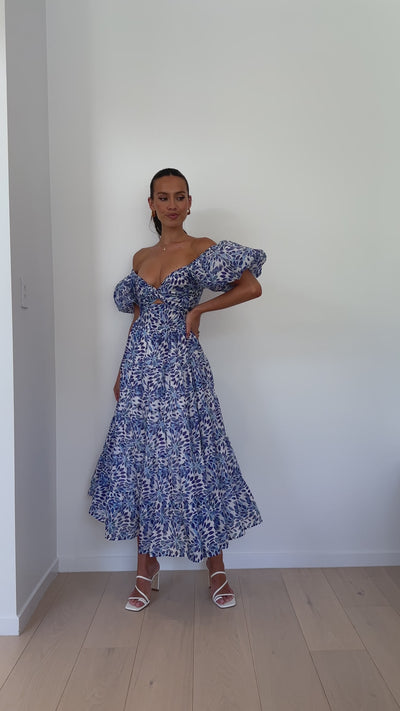 Load and play video in Gallery viewer, Balthazar Maxi Dress - Blue Floral
