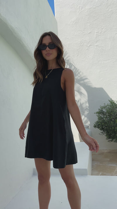 Load and play video in Gallery viewer, Nemi Linen Dress - Black
