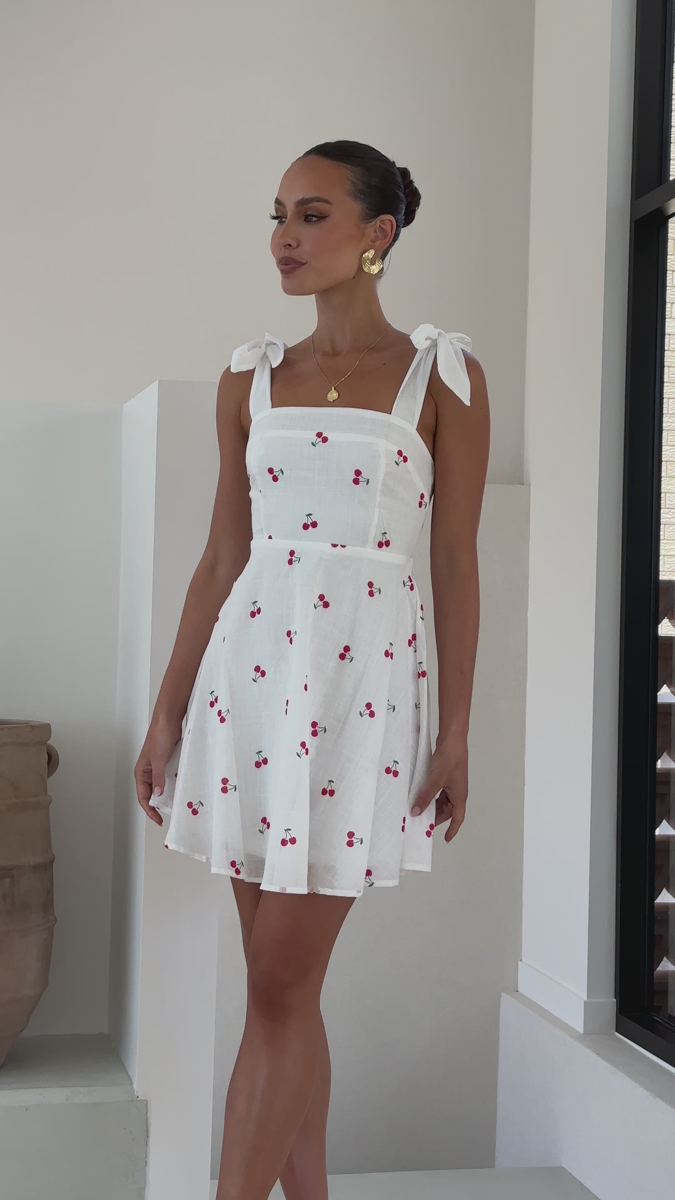 Emmelyn Mini Dress - White Cherry