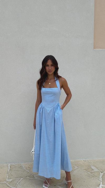 Load and play video in Gallery viewer, Caden Maxi Dress - Blue
