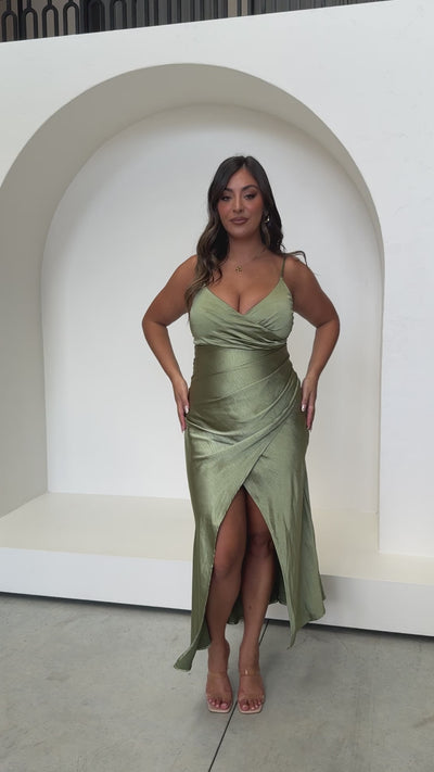 Load and play video in Gallery viewer, Elsa Midi Dress - Olive
