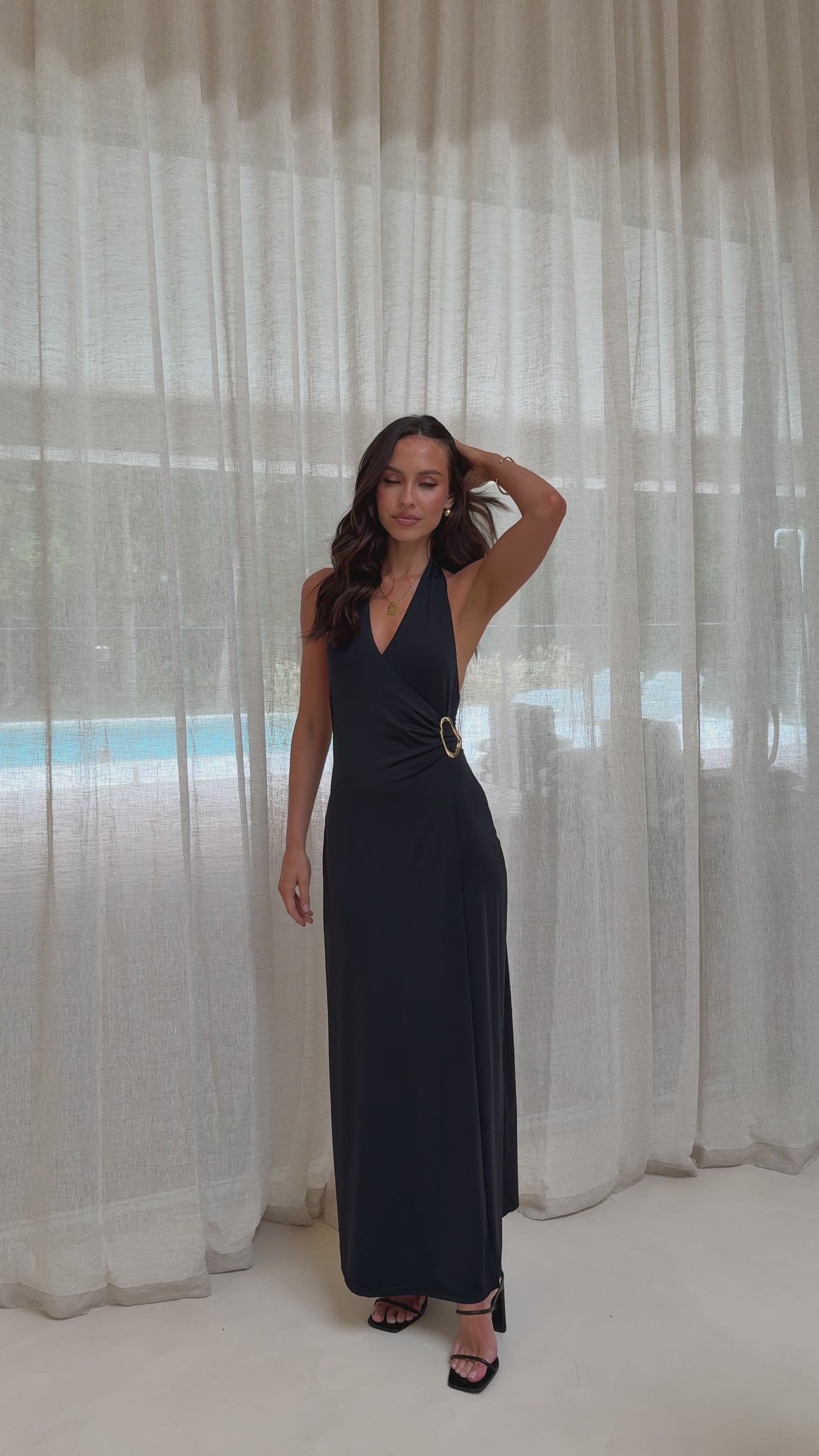 Verje Halter Maxi Dress - Black - Billy J