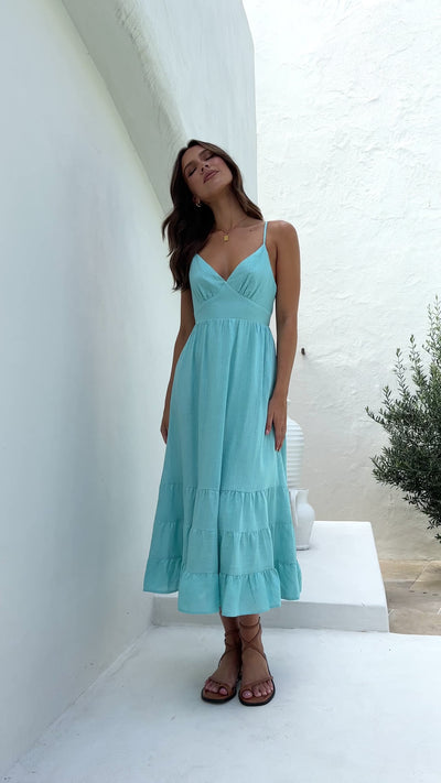 Load and play video in Gallery viewer, Addilyn Midi Dress - Aqua
