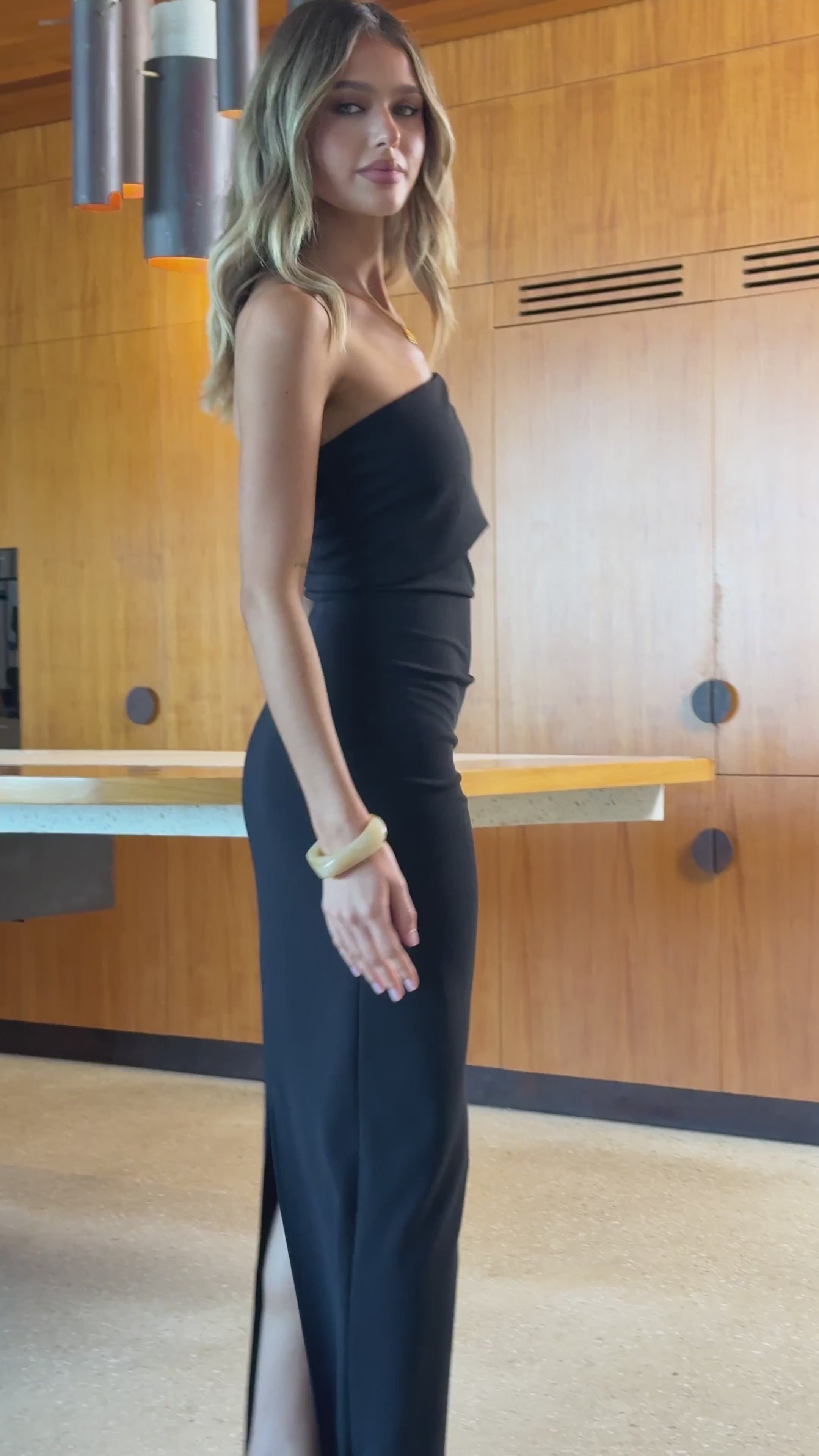 Load video: Astra One Shoulder Maxi Dress - Black - Billy J