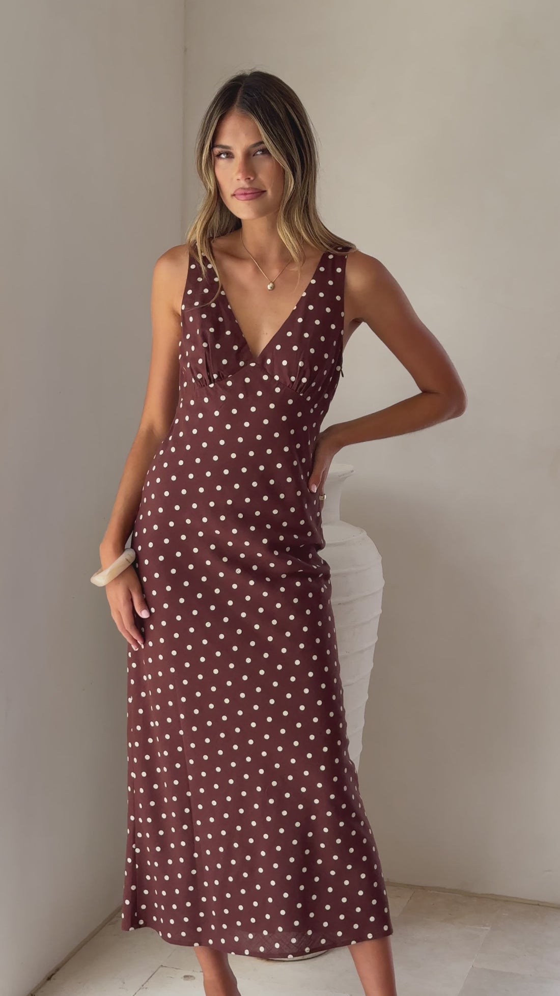 Sammie Maxi Dress - Chocolate/Nude Spot - Billy J