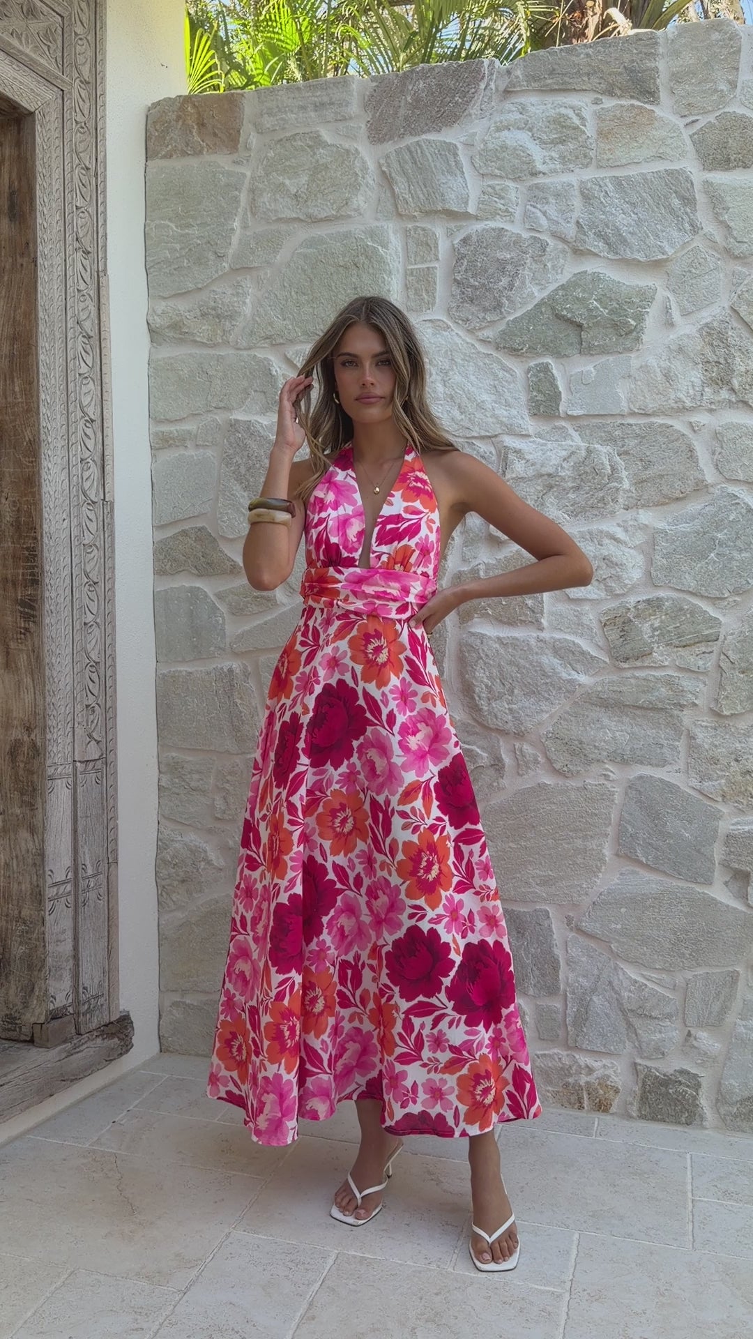 Load video: Anara Maxi Dress - Pink Floral - Billy J