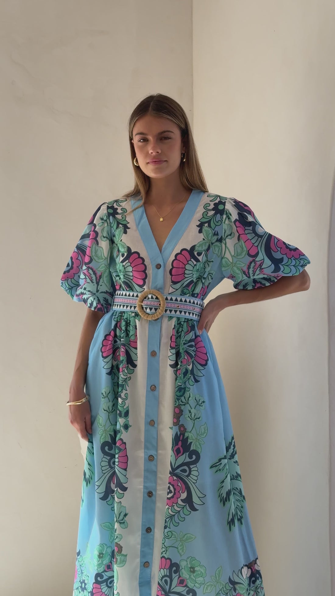 Dali Maxi Dress - Island Bloom Blue - Billy J