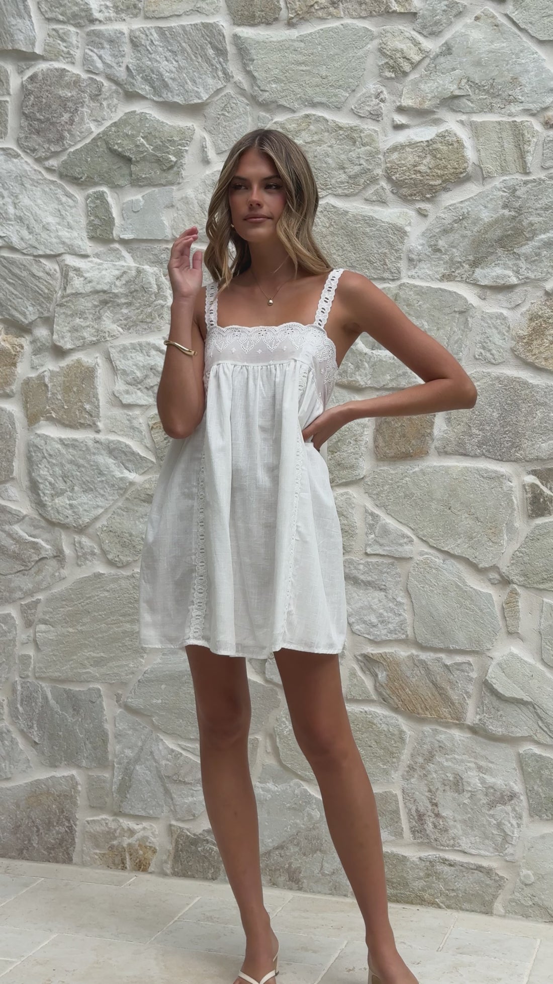 Lacey Mini Dress - White - Billy J