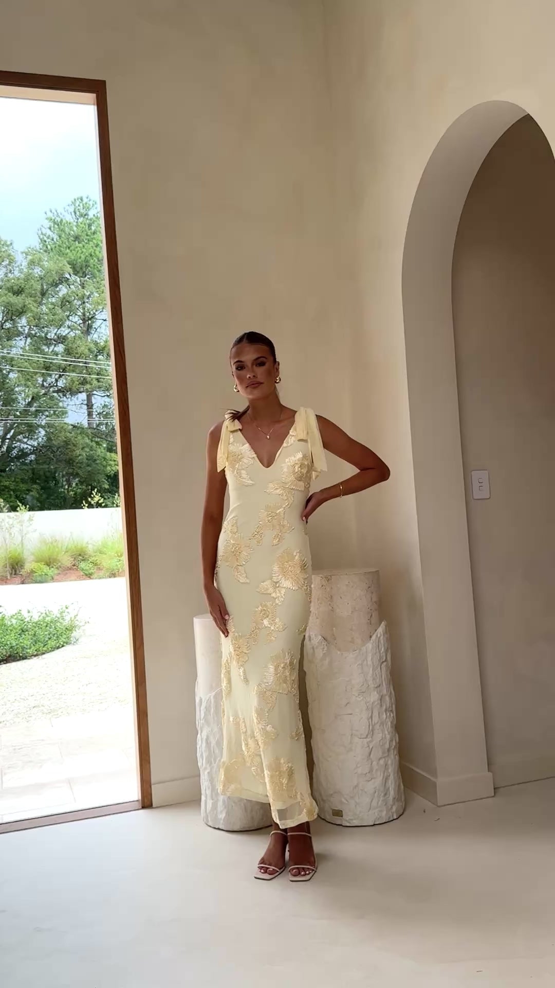 Usha Tie Strap Maxi Dress - Yellow - Billy J