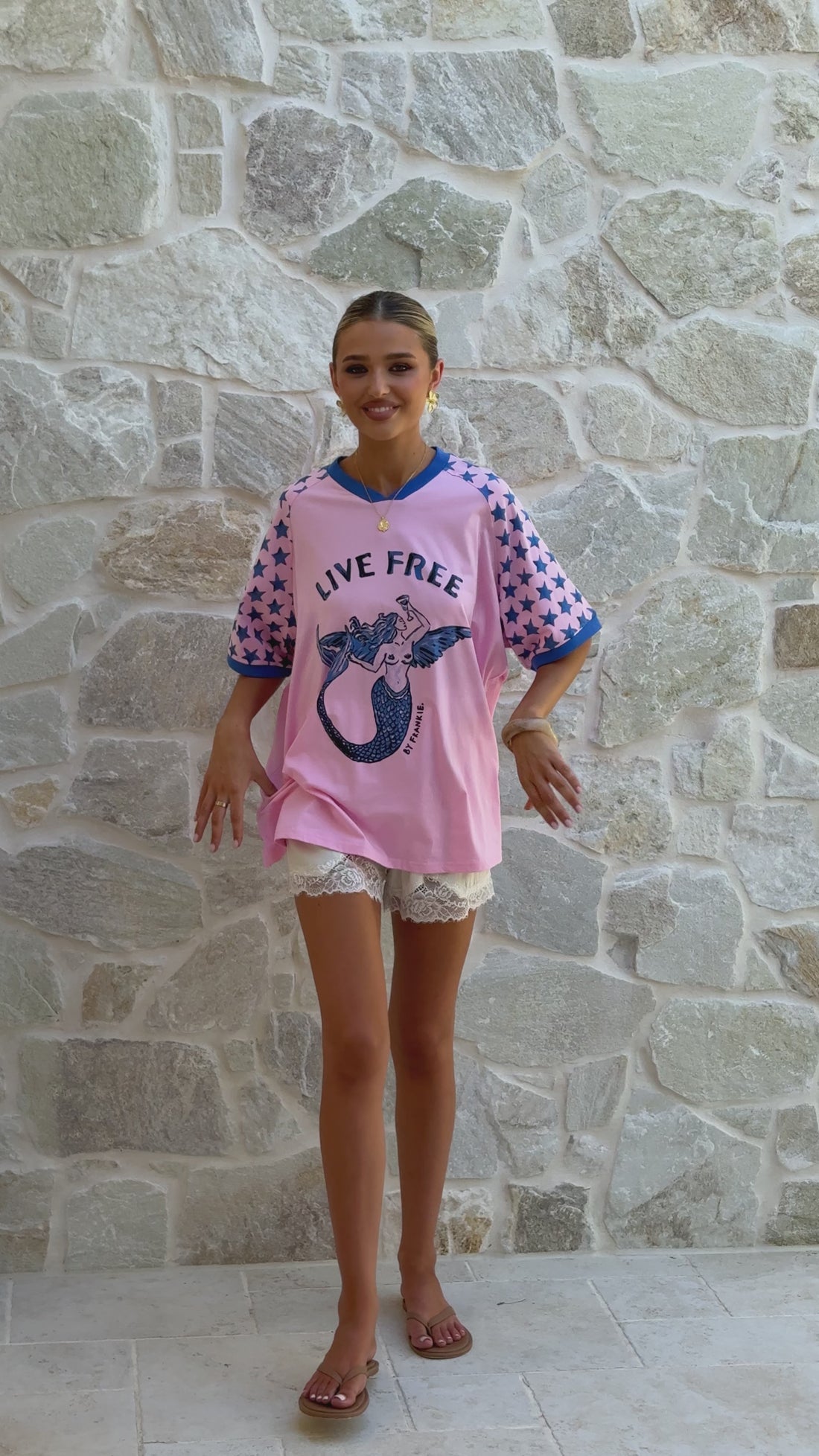 Live Free Oversized Tee - Pink - Billy J