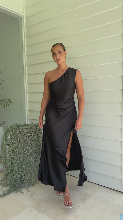Load and play video in Gallery viewer, Victoria Maxi Dress - Black
