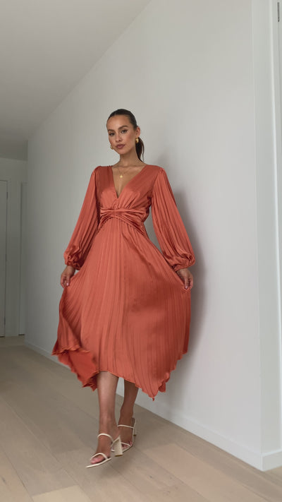 Load and play video in Gallery viewer, Angelina Midi Dress - Copper

