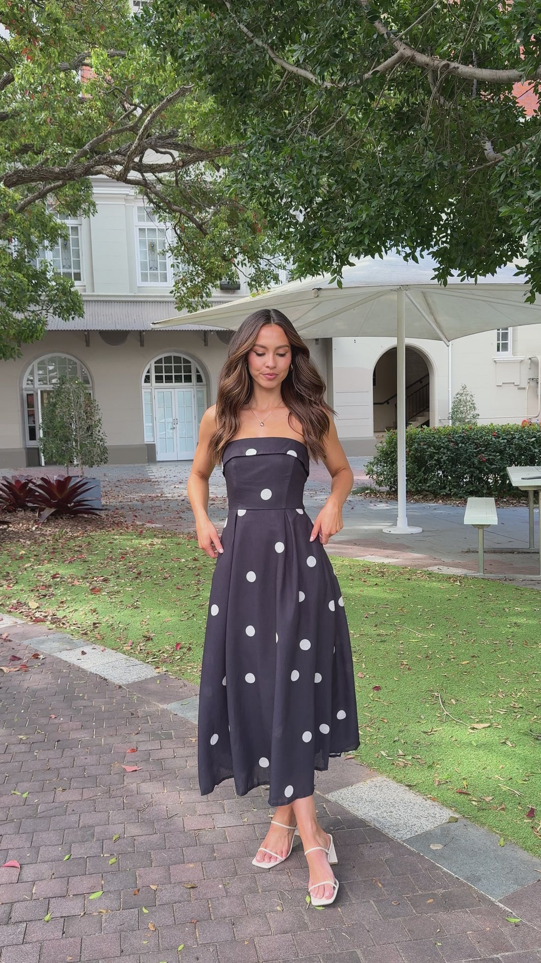 Tahlia Midi Dress - Black Polka Print - Billy J