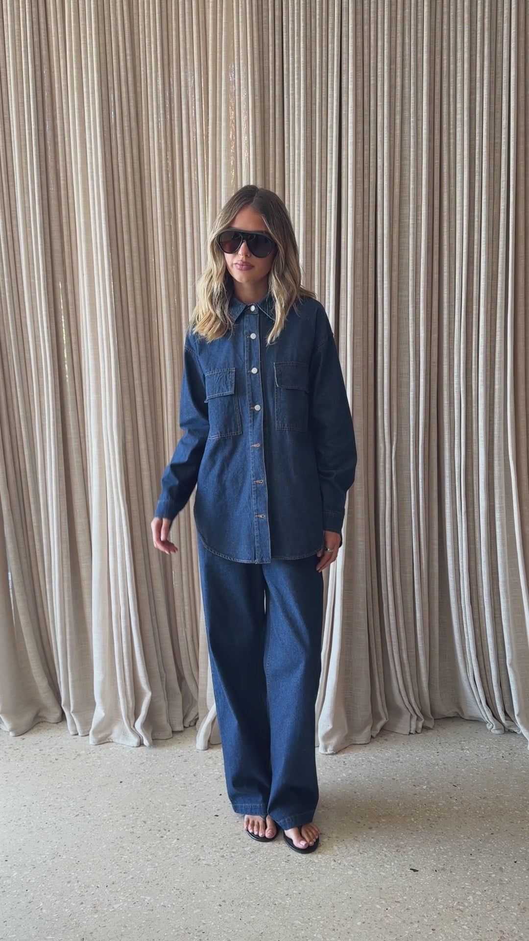Zenia Long Sleeve Denim Shirt - Dark Blue - Billy J