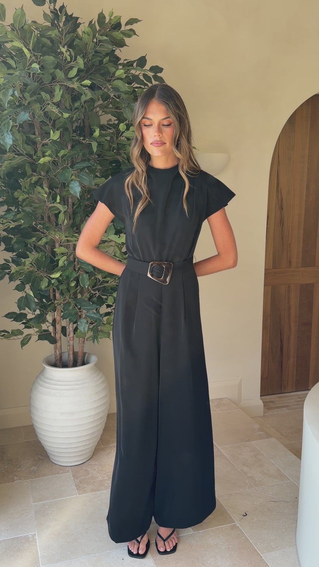 Load video: Demitra Jumpsuit - Black - Billy J