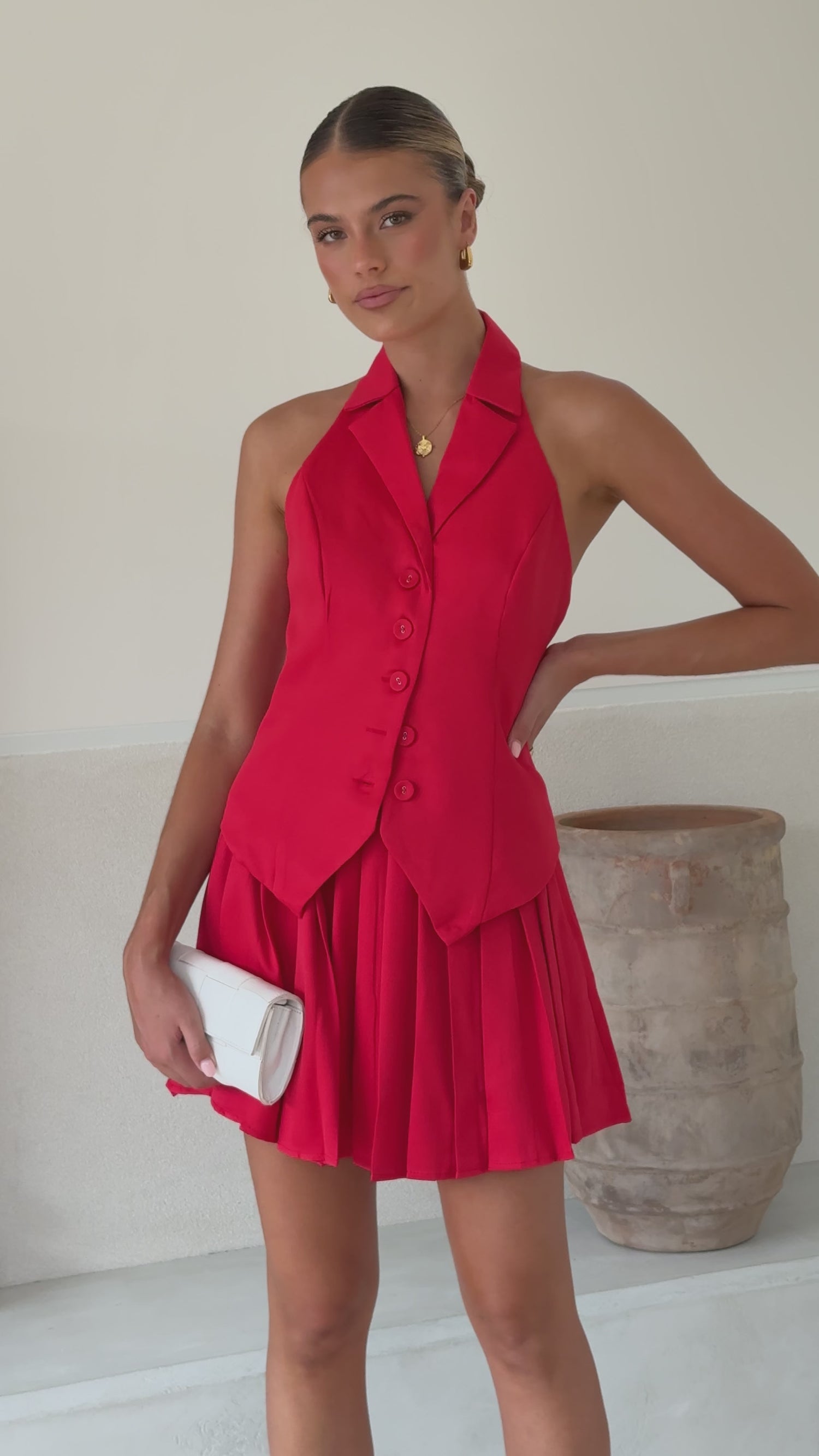 Yetta Vest Top - Red - Billy J