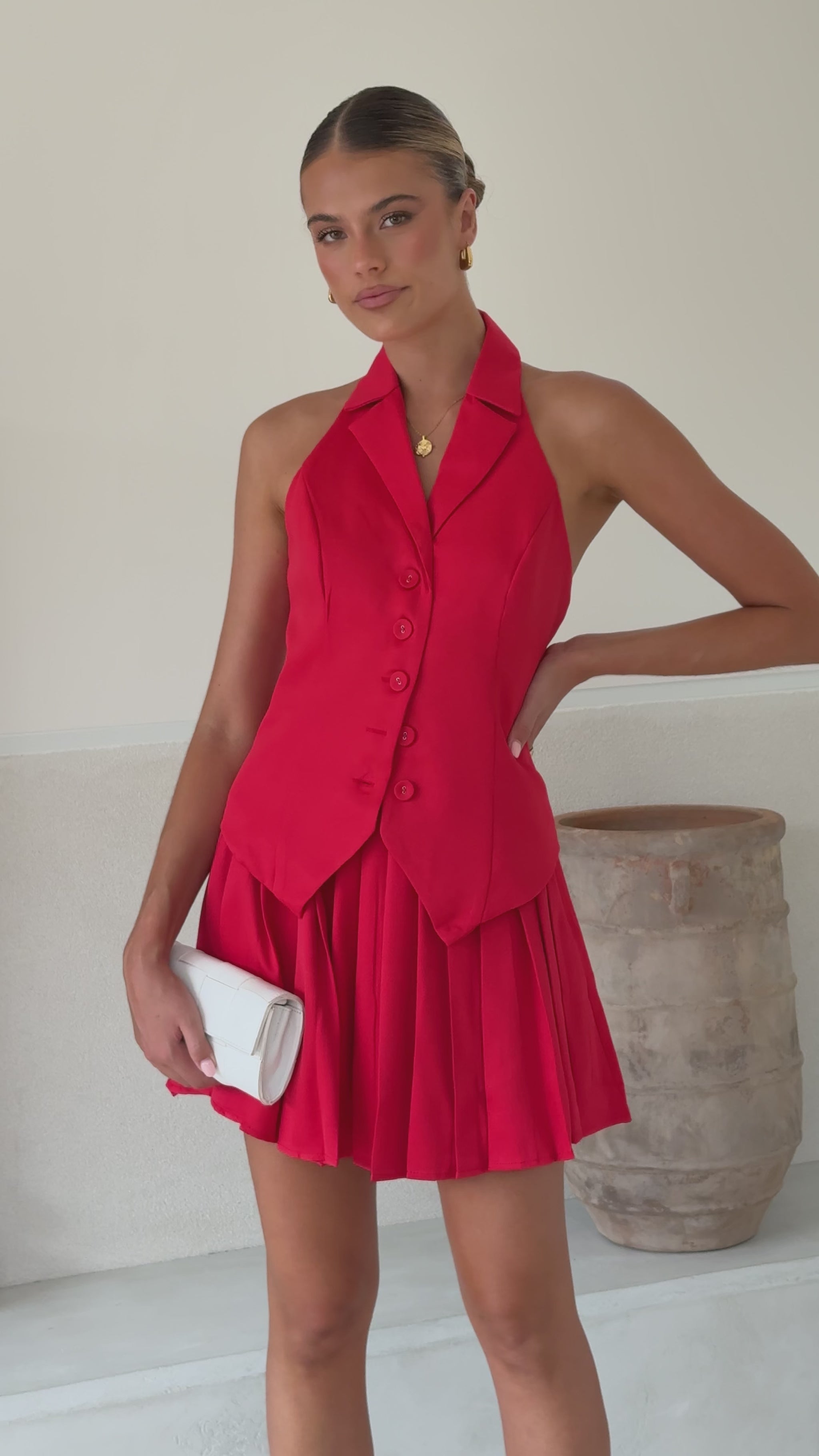 Yetta Vest Top - Red - Billy J