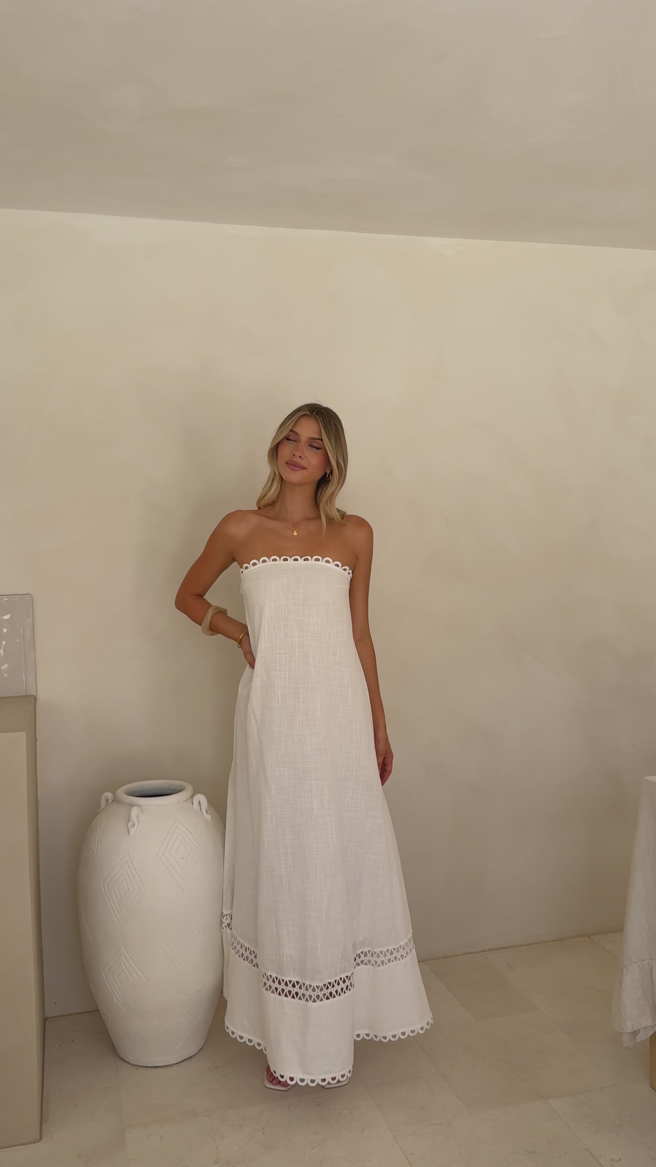 Load video: Sandra Maxi Dress - White - Billy J