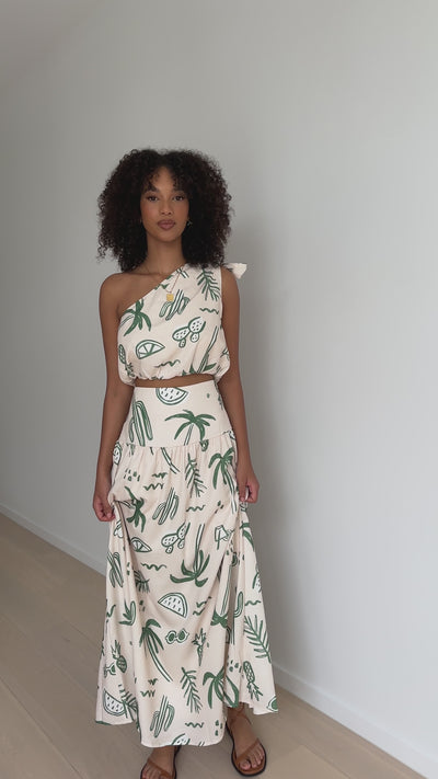 Load and play video in Gallery viewer, Jamaine Maxi Skirt - Green Palm - Billy J
