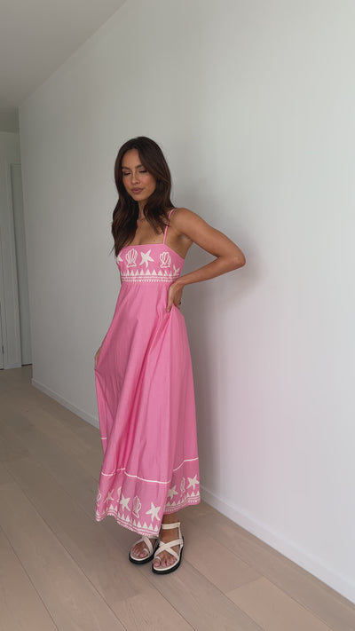 Load and play video in Gallery viewer, Edalene Maxi Dress - Pink Shell Collection
