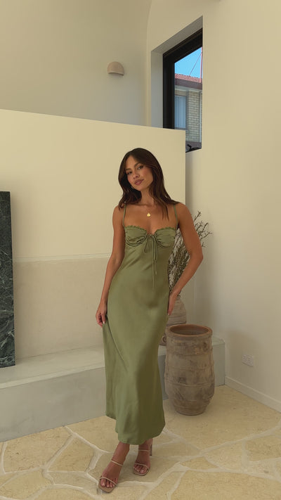 Load and play video in Gallery viewer, Saskia Maxi Dress - Olive
