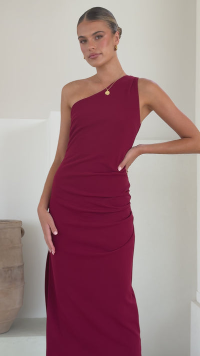 Load and play video in Gallery viewer, Alaina Midi Dress - Wine - Billy J
