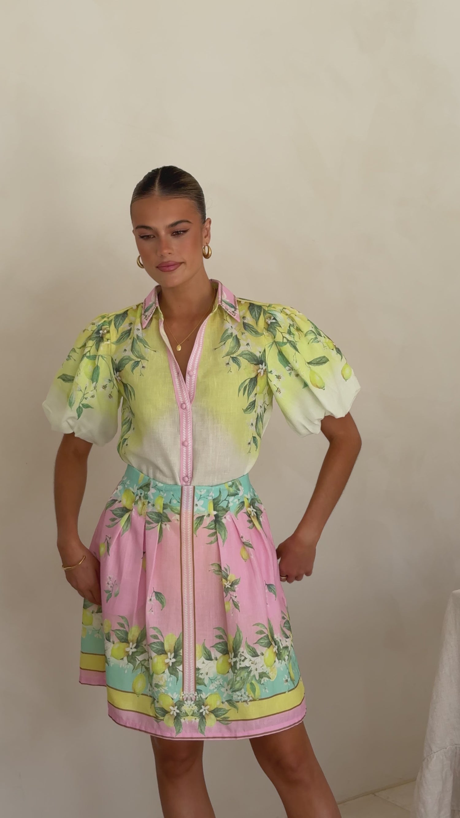 Verena Button Up Shirt - Rosé Lemonade - Billy J
