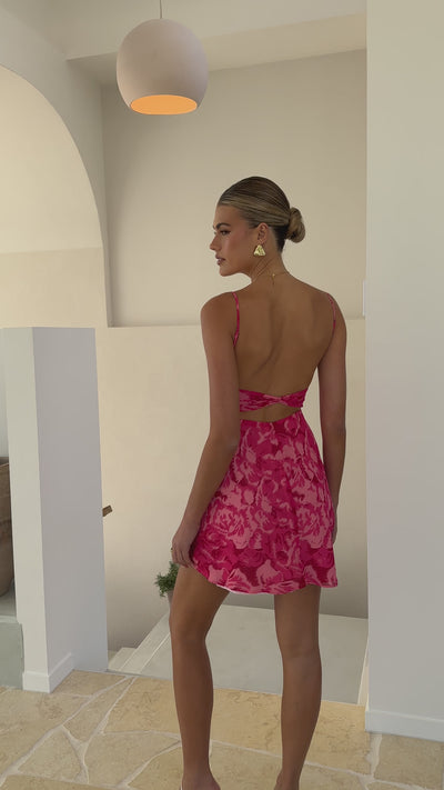 Load and play video in Gallery viewer, Margie Mini Dress - Pink Floral
