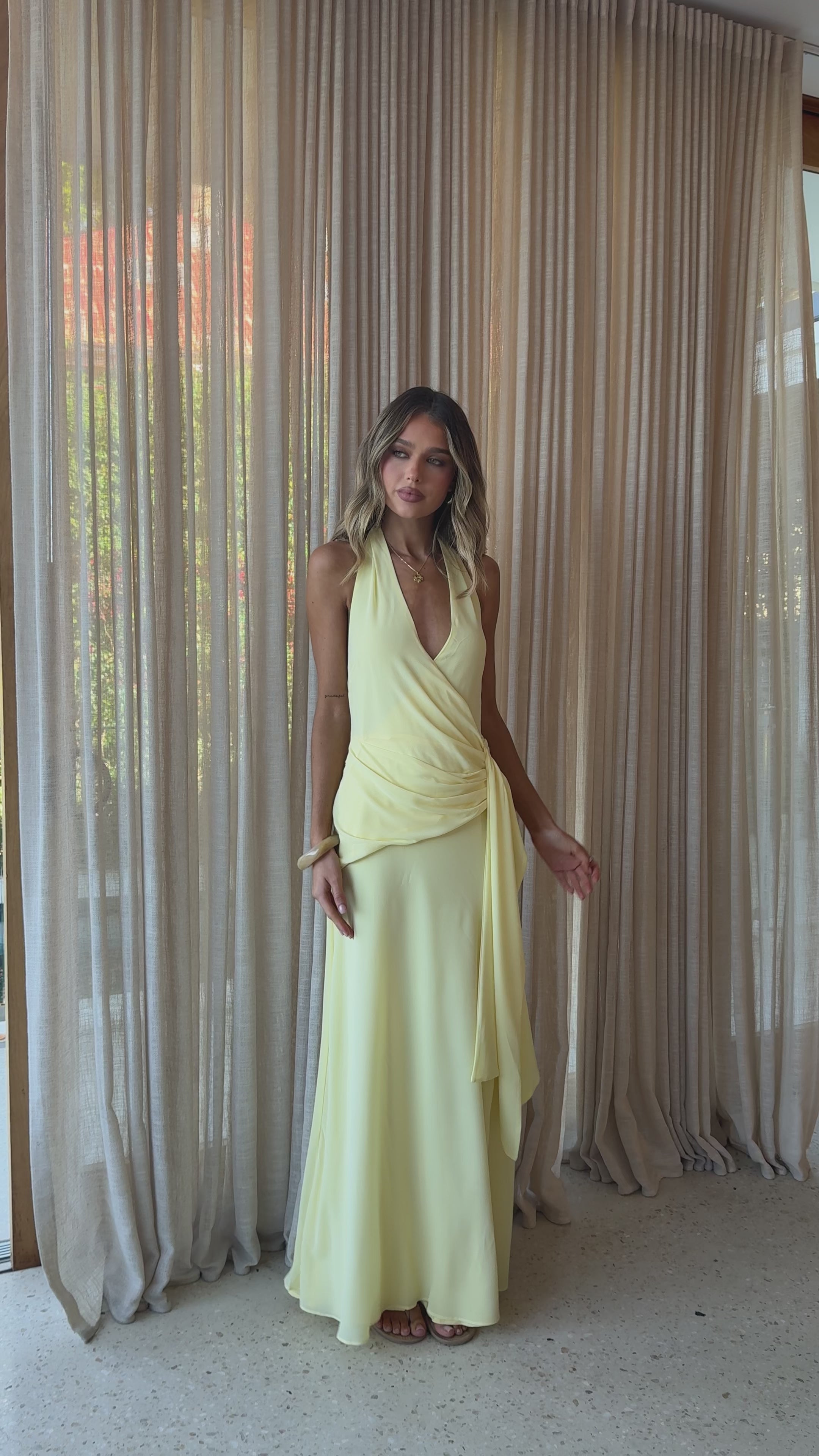Load video: Ella Maxi Dress - Yellow - Billy J
