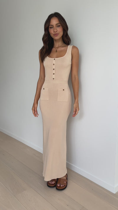 Load and play video in Gallery viewer, Vespera Maxi Dress - Oatmeal
