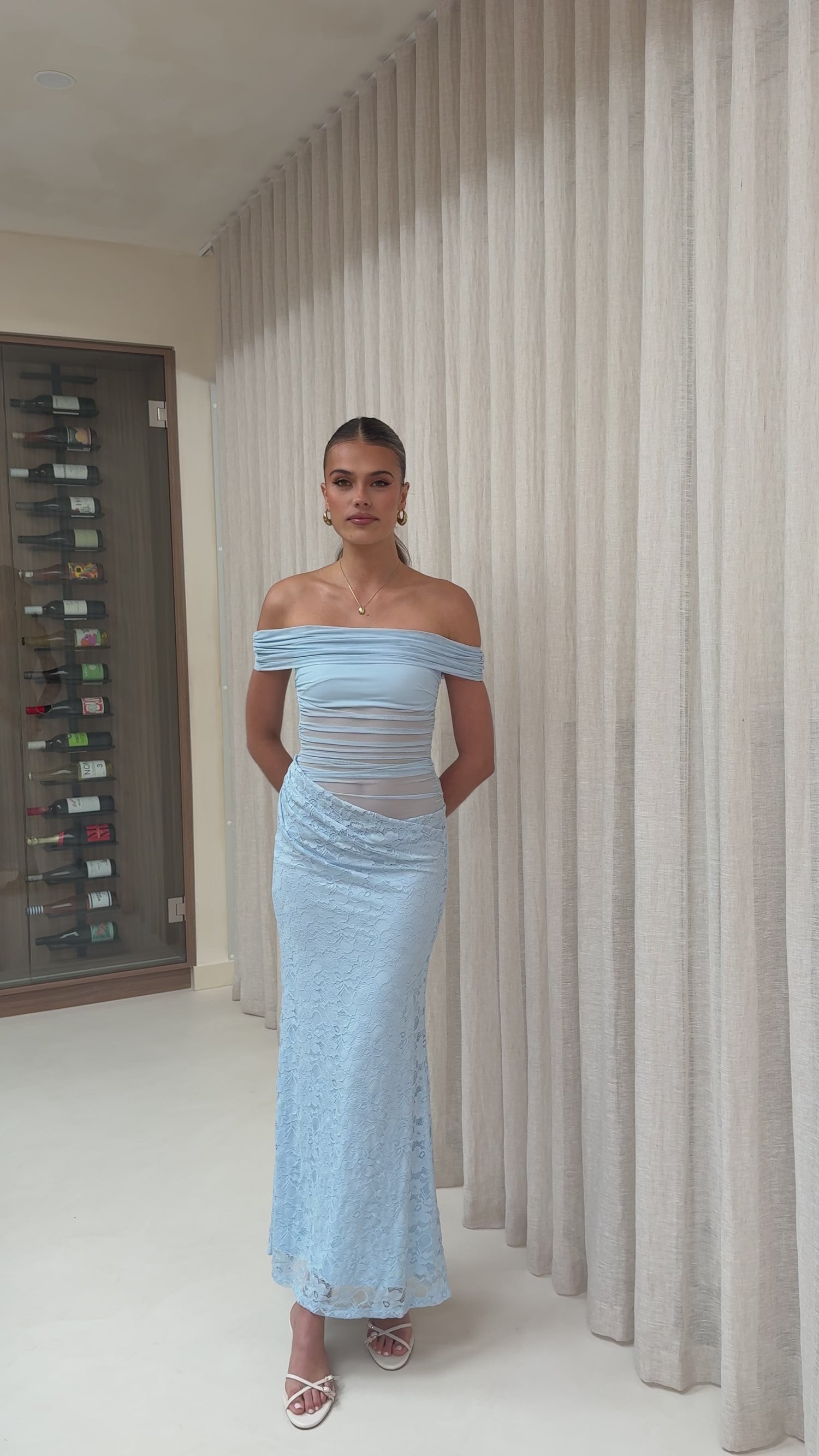 Tiarna Off The Shoulder Maxi Dress - Blue - Billy J