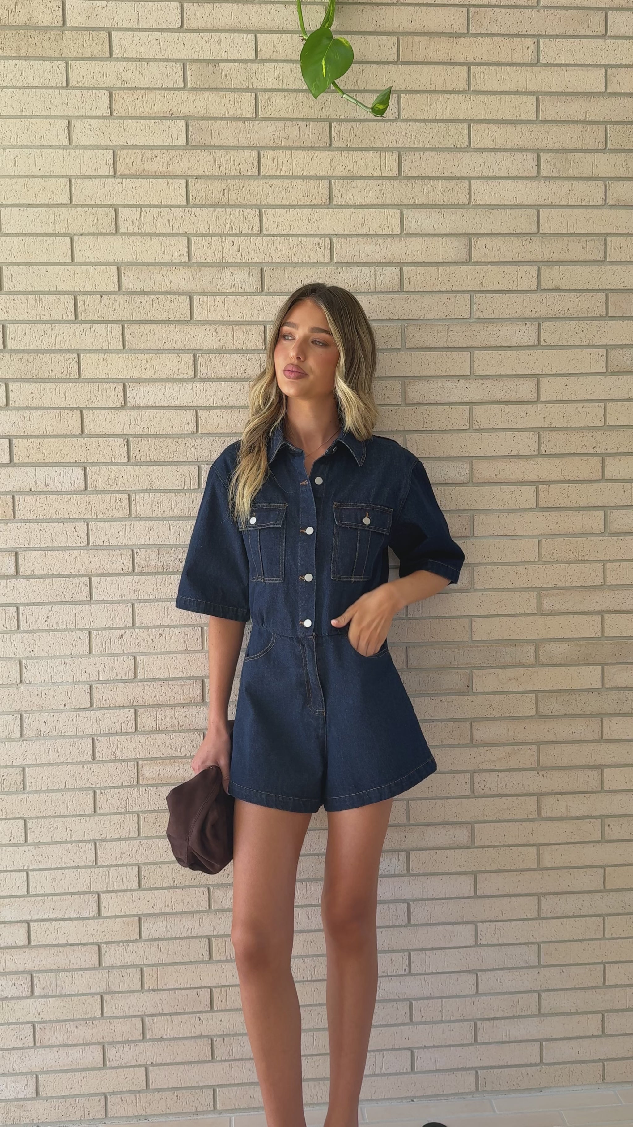Rayla Denim Playsuit - Dark Blue - Billy J