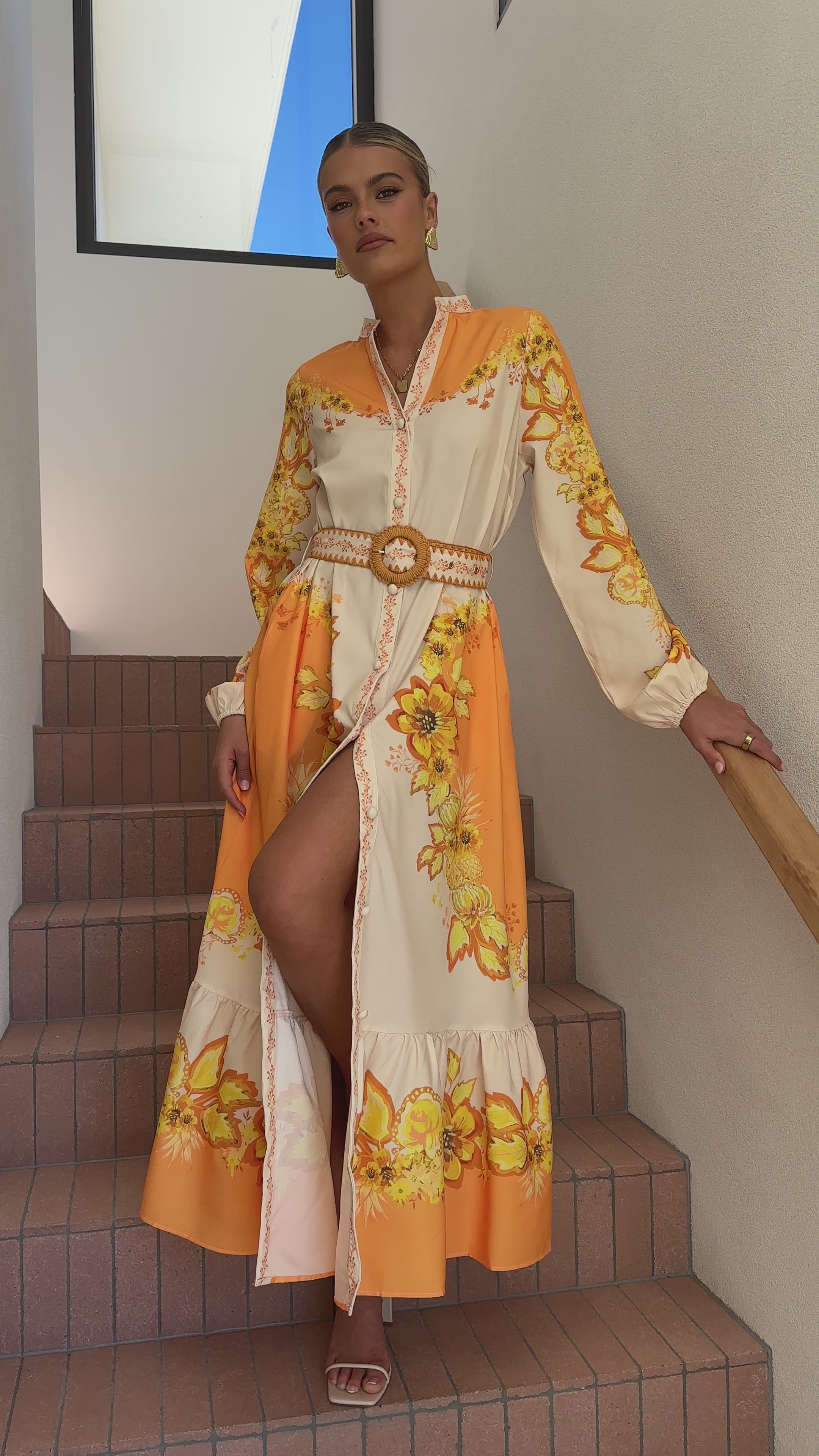 Addison Maxi Dress - Orange/Yellow Floral