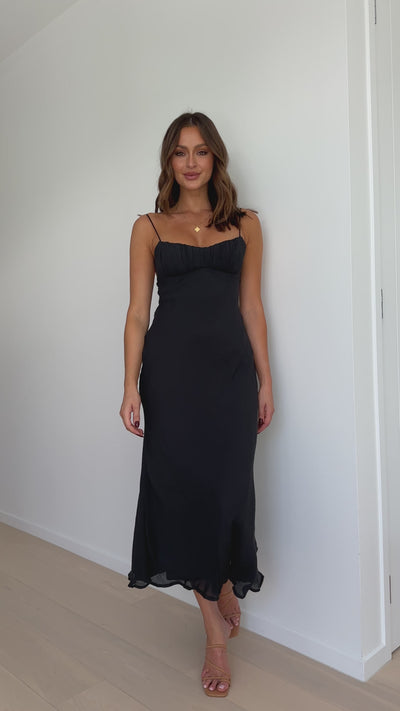 Load and play video in Gallery viewer, Galina Maxi Dress - Black
