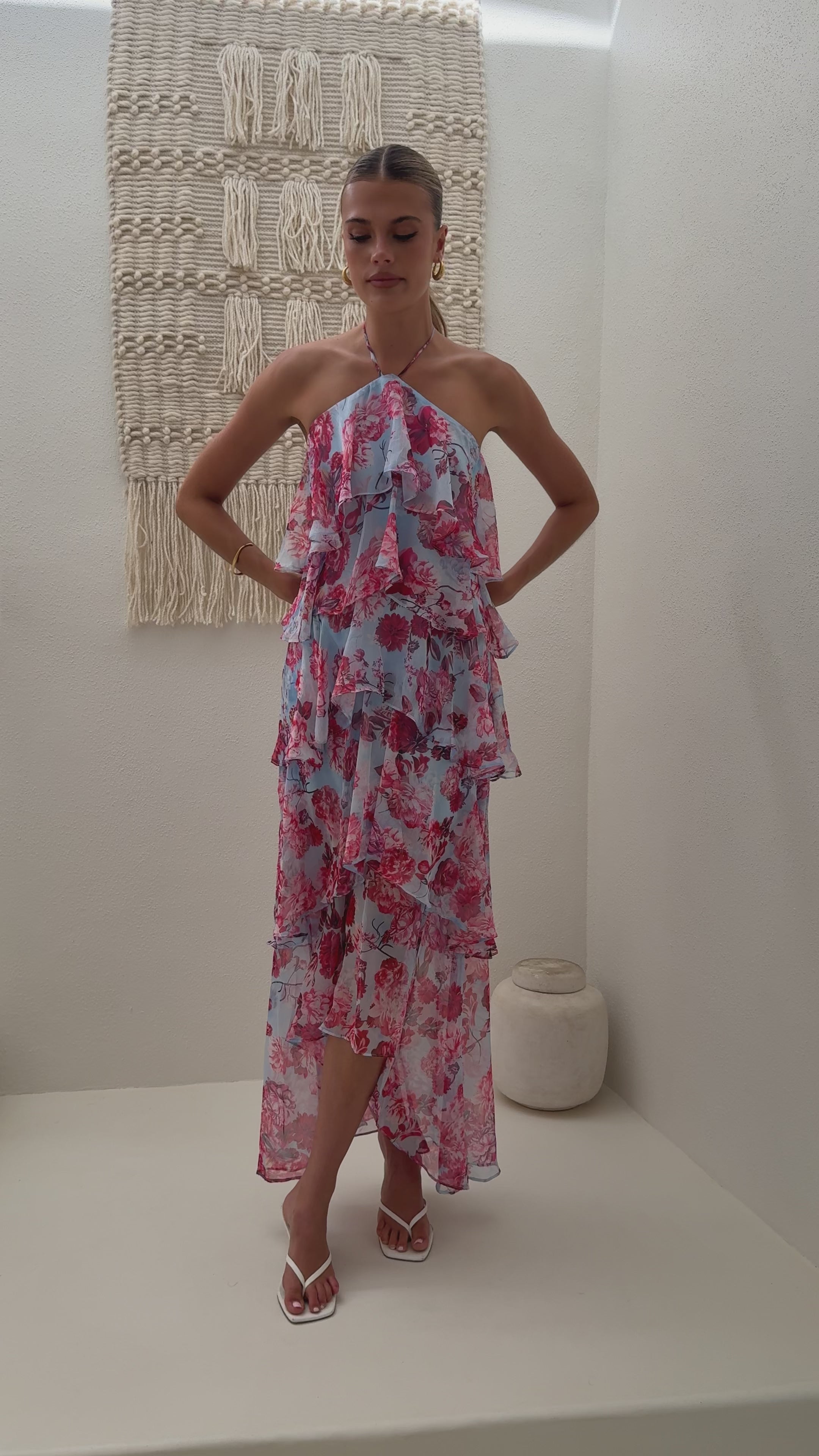 Load video: Soho Maxi Dress - Pink Floral - Billy J