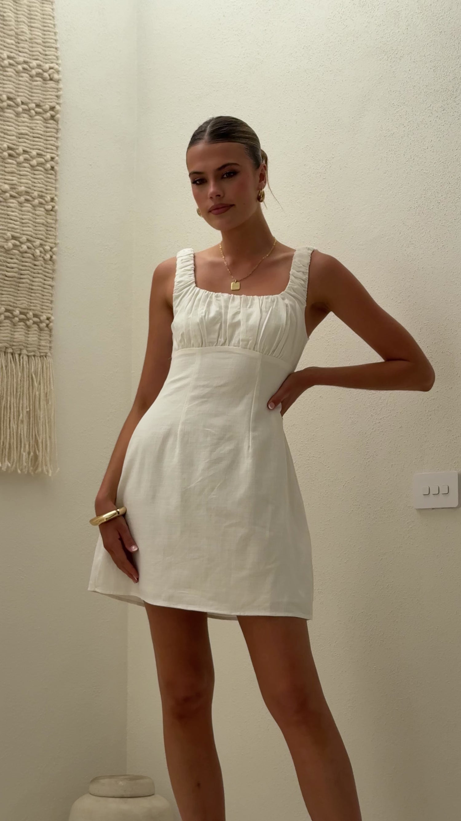Adley Mini Dress - White - Billy J