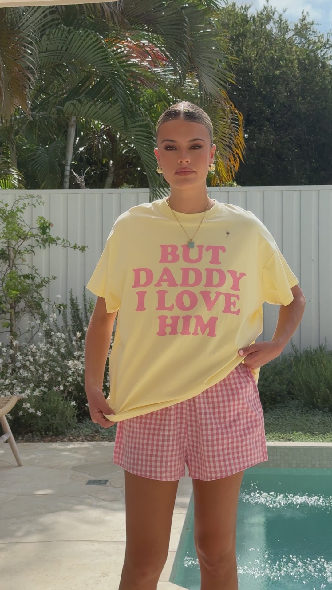 I Love Him Top and Shorts Set - Yellow/Pink