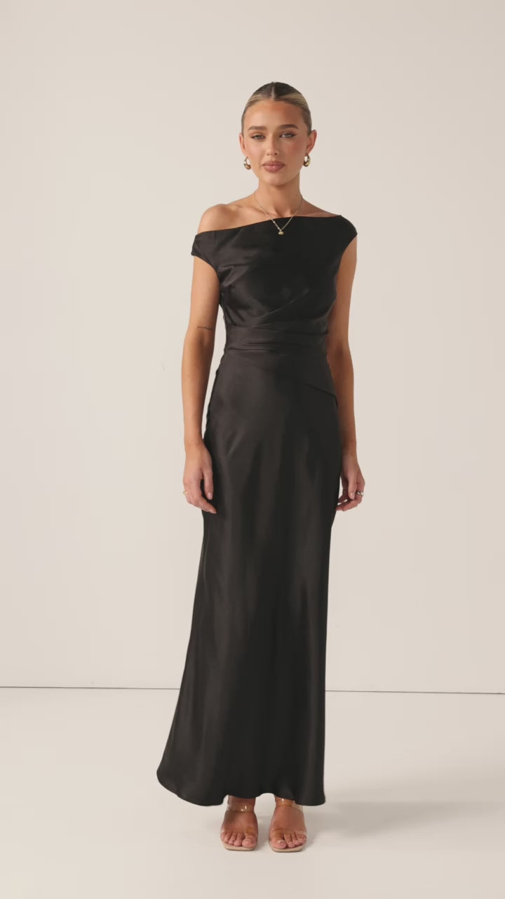 Auria Off Shoulder Maxi Dress - Black - Billy J