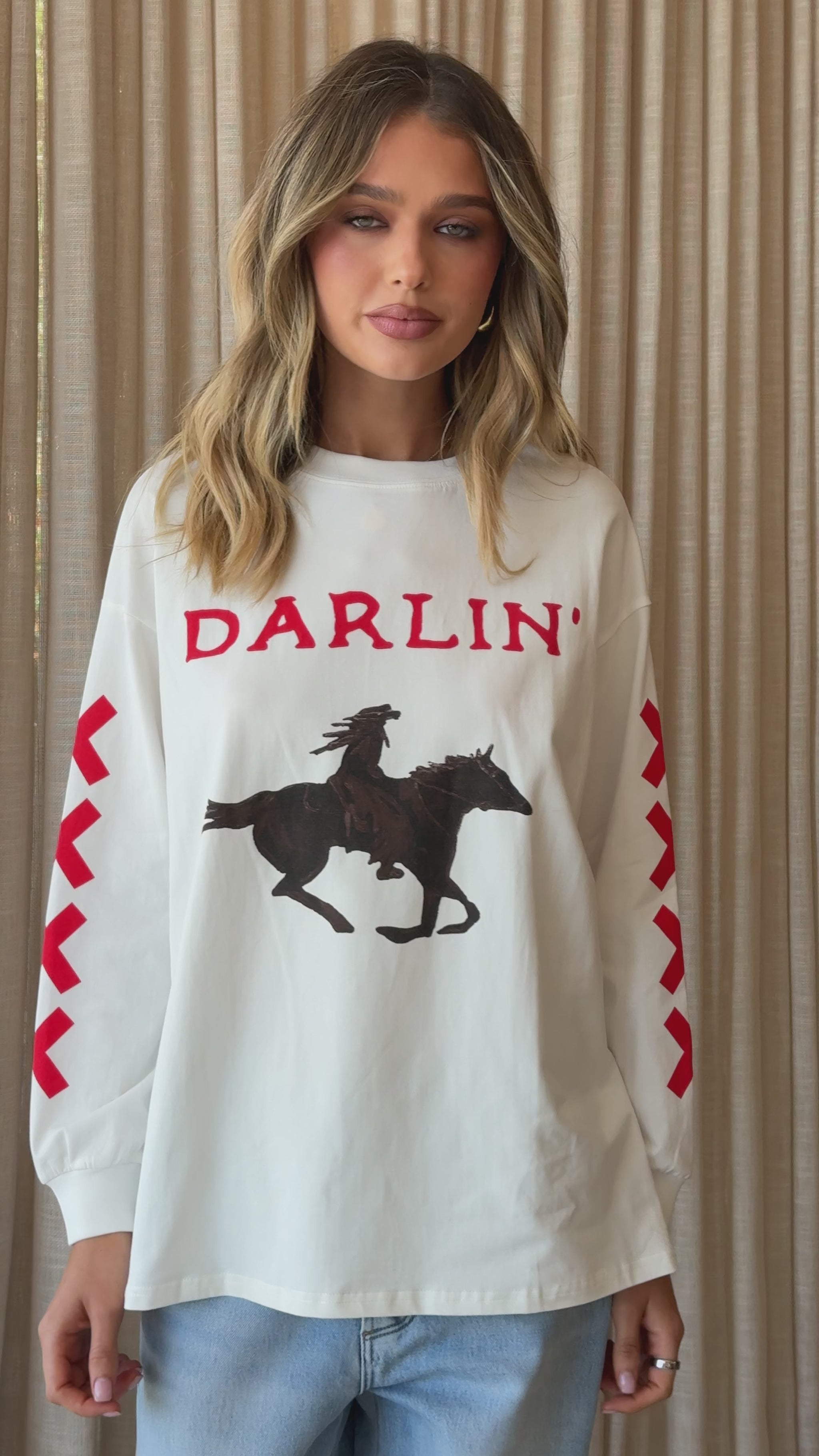 Darlin Long Sleeve T-Shirt - White - Billy J