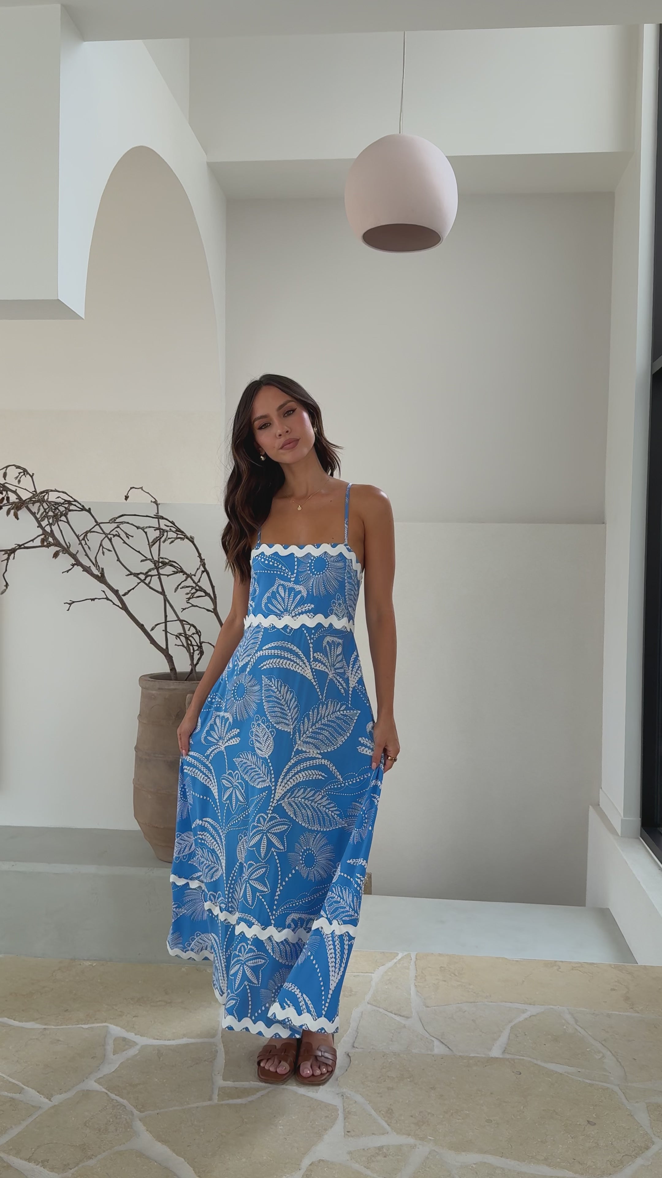 Aloha Maxi Dress - Blue Leaf - Billy J